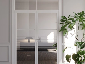 Porta per interni battente Flat F3 in laccato e vetro di Foa