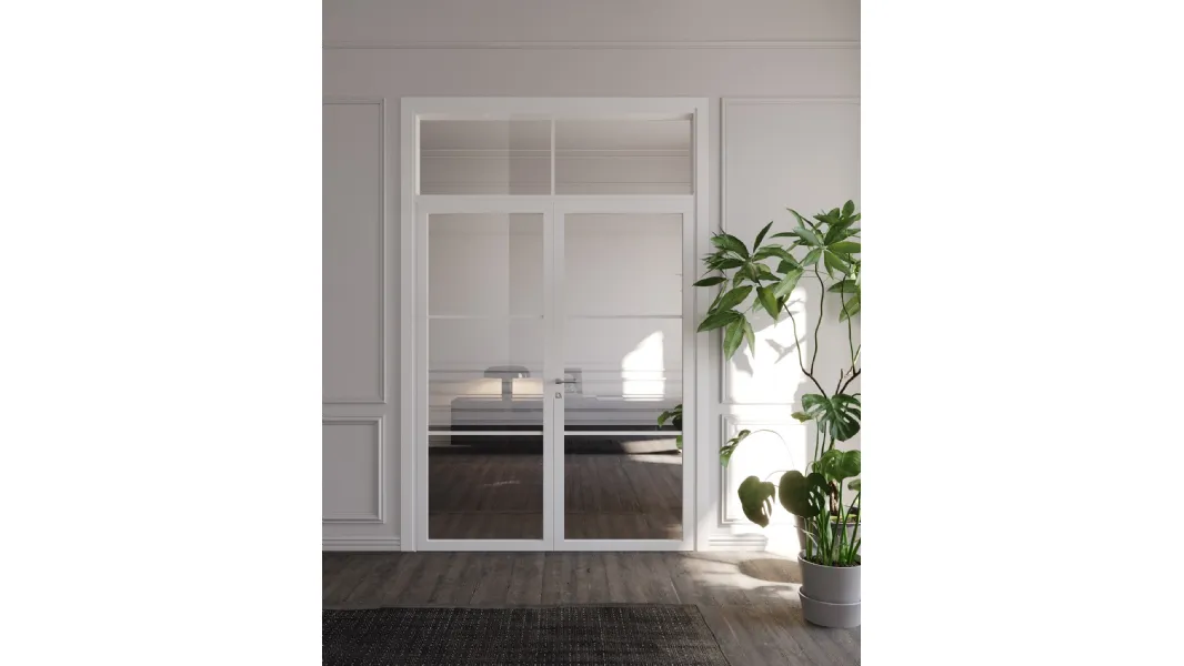 Porta per interni battente Flat F3 in laccato e vetro di Foa