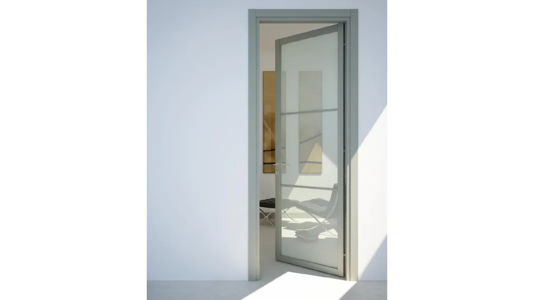 Porta per interni battente Flat F3 in laccato e vetro di Foa