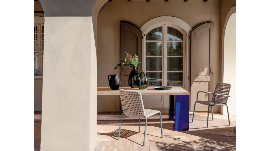 Sedia Straw in corda di polietilene e alluminio di Gervasoni