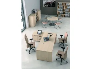 Scrivania direzionale in melaminico rovere gessato e laccato antracite Alfa Plus di Walco