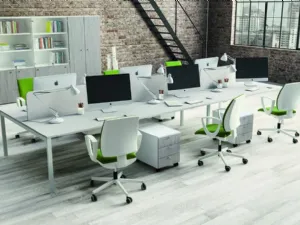 Scrivania operativa in melaminico frassino grigio Basic di Walco