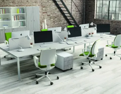 Scrivania operativa in melaminico frassino grigio Basic di Walco