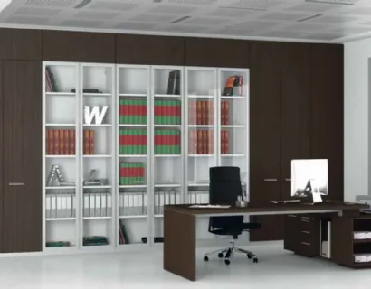 Libreria da ufficio in laccato bianco opaco Logica di Walco