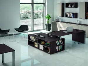 Scrivania direzionale con libreria in melaminico Omega di Walco