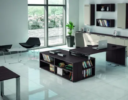 Scrivania direzionale con libreria in melaminico Omega di Walco