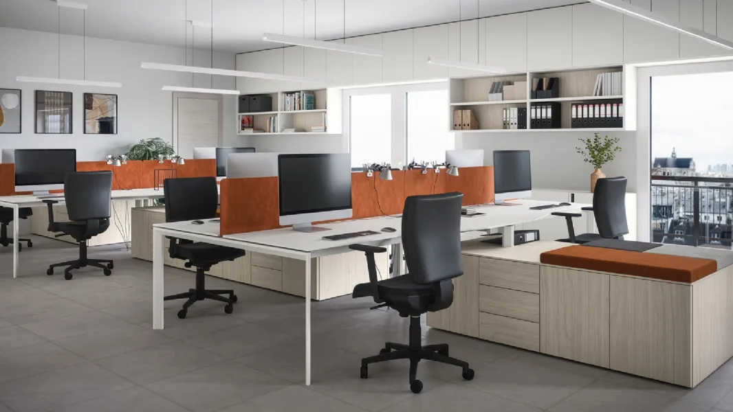 Scrivania Operativa 06B in melaminico e metallo di Cinquanta3