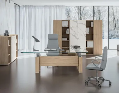 Scrivania direzionale Vela con piano Nest di Walco