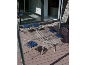 Tavolo da giardino Sander Outdoor in vetro e metallo di design di Bontempi